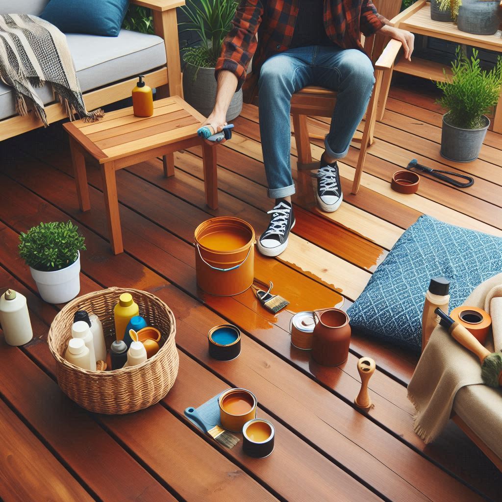 How long should deck stain dry before putting furniture on it